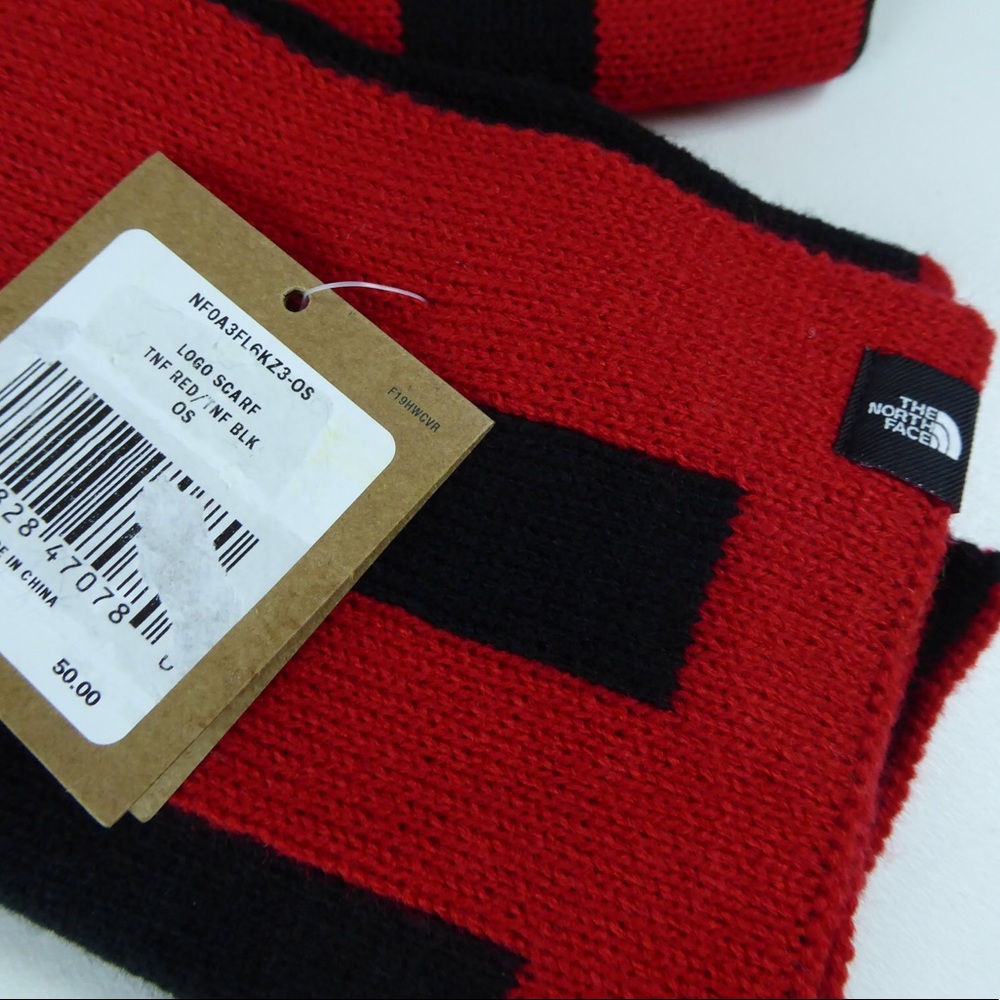 The North Face Reversible Logo Scarf TNF NWT Red - Picture 3 of 7